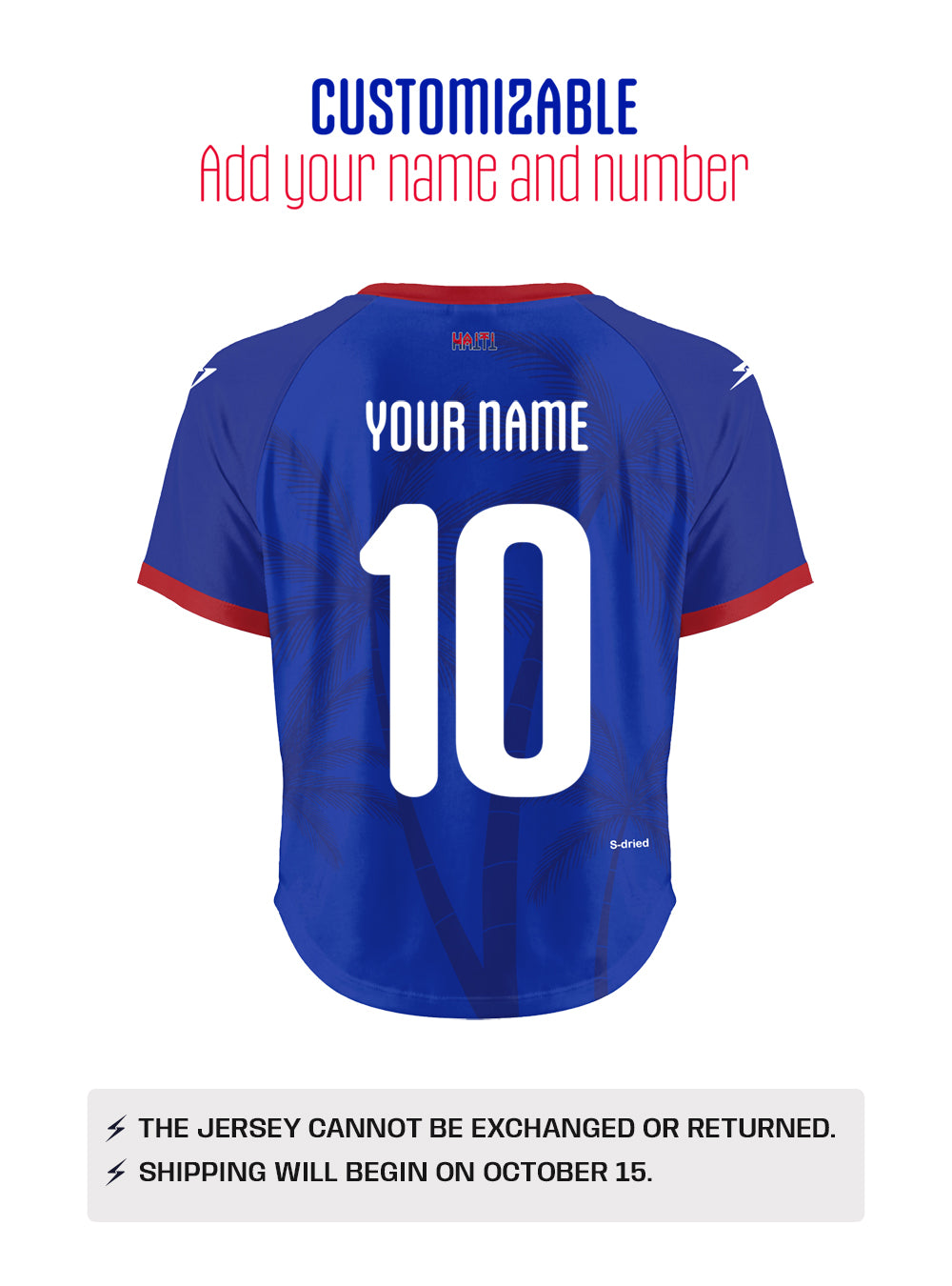 PRE-ORDER 2026 Women's Fans Haiti National Soccer Team Oversize Blue Customizable