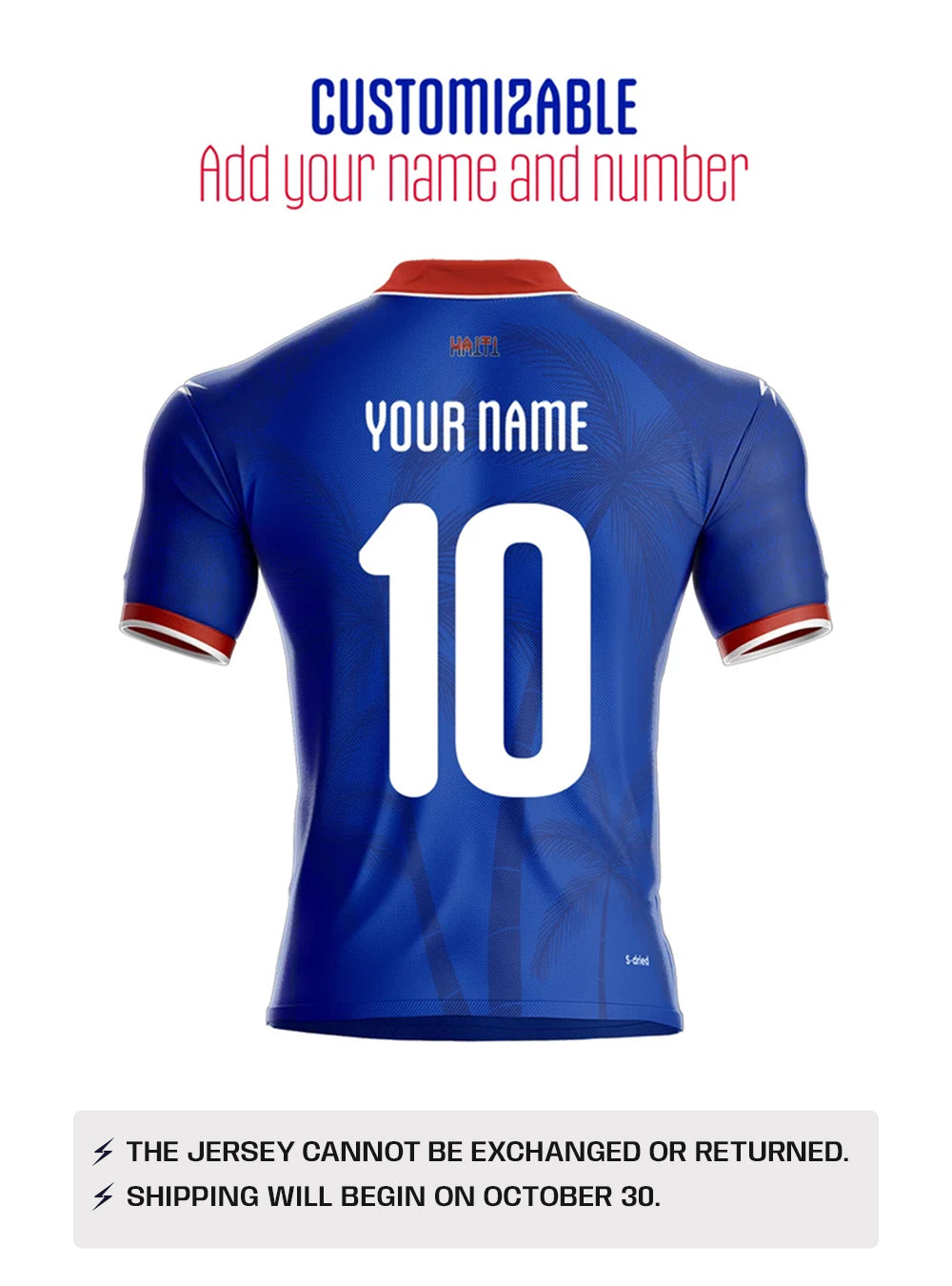 PRE-ORDER 2026 Men's Authentic Haiti National Soccer Team Jersey Blue Customizable