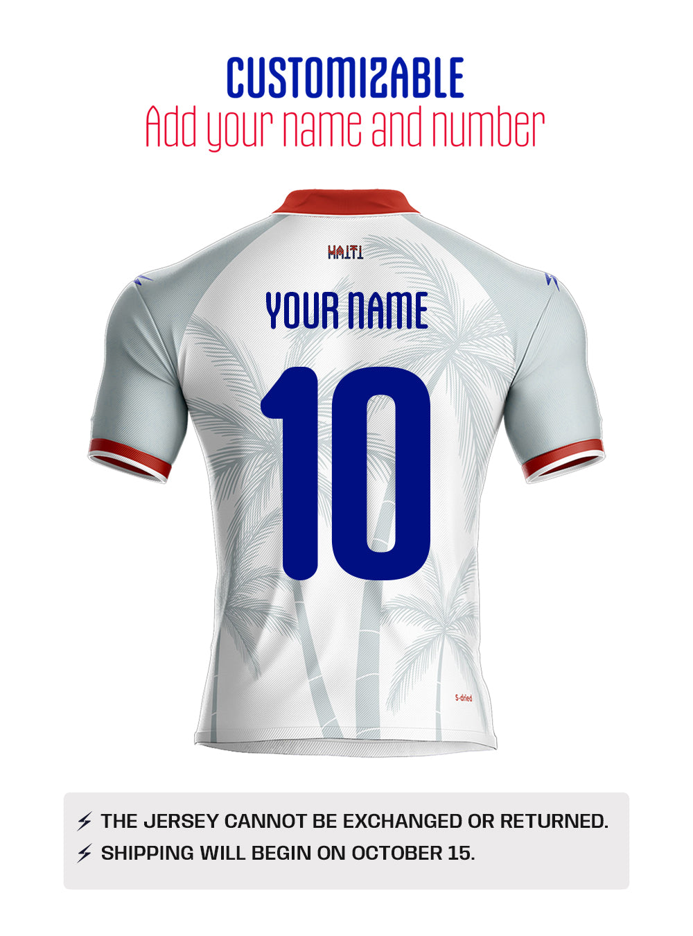 PRE-ORDER 2026 Men's Authentic Haiti National Soccer Team Jersey White Customizable