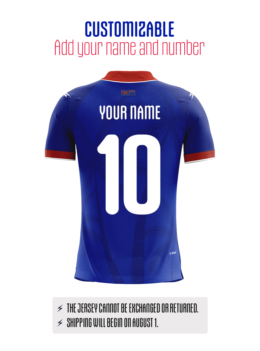 PRE-ORDER 2026 Men's Fans Haiti National Soccer Team Jersey Blue Customizable