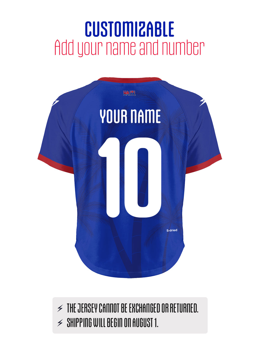 PRE-ORDER 2026 Women's Fans Haiti National Soccer Team Oversize Blue Customizable