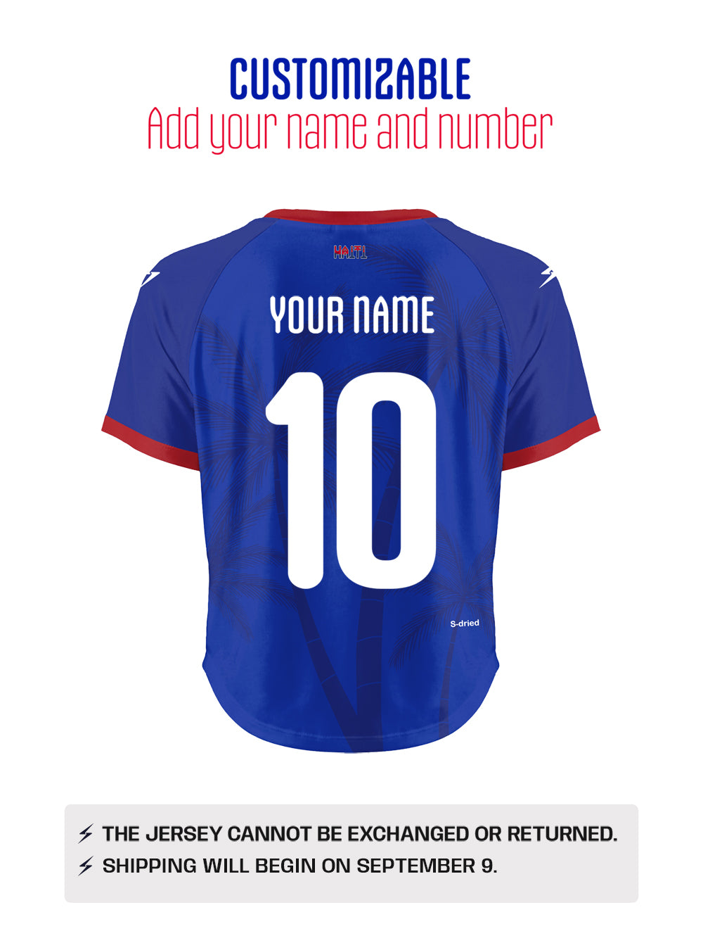PRE-ORDER 2026 Women's Fans Haiti National Soccer Team Oversize Blue Customizable