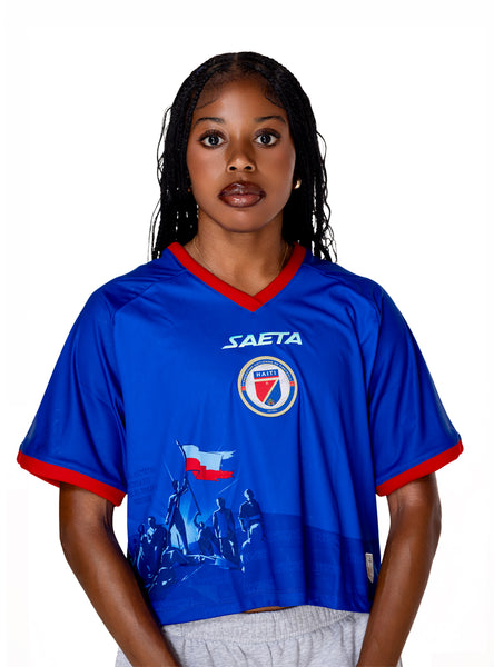 SUNDAI バレーボールシャツ 青 2026 Women's Haiti National Soccer Team Fans Top Oversize Blue