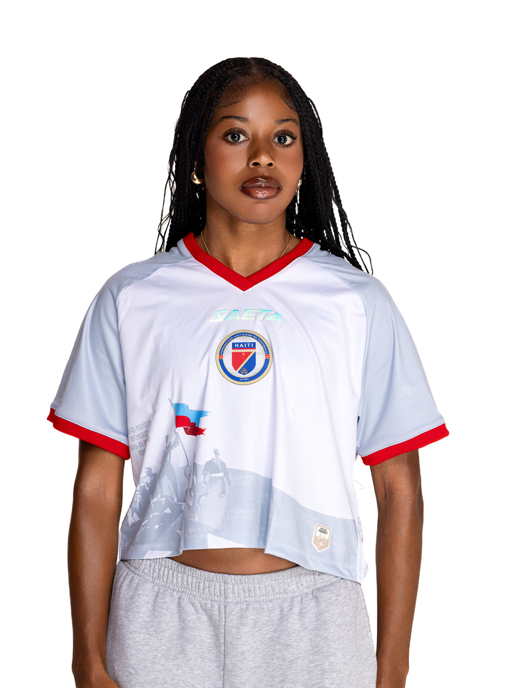PRE-ORDER 2026 Women's Haiti National Soccer Team Fans Top Oversize White