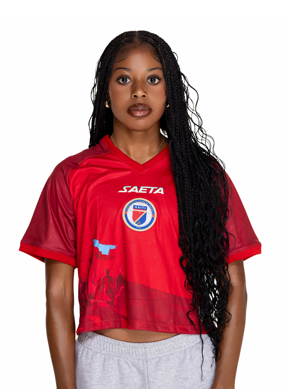 PRE-ORDER 2026 Women's Haiti National Soccer Team Fans Top Oversize Red