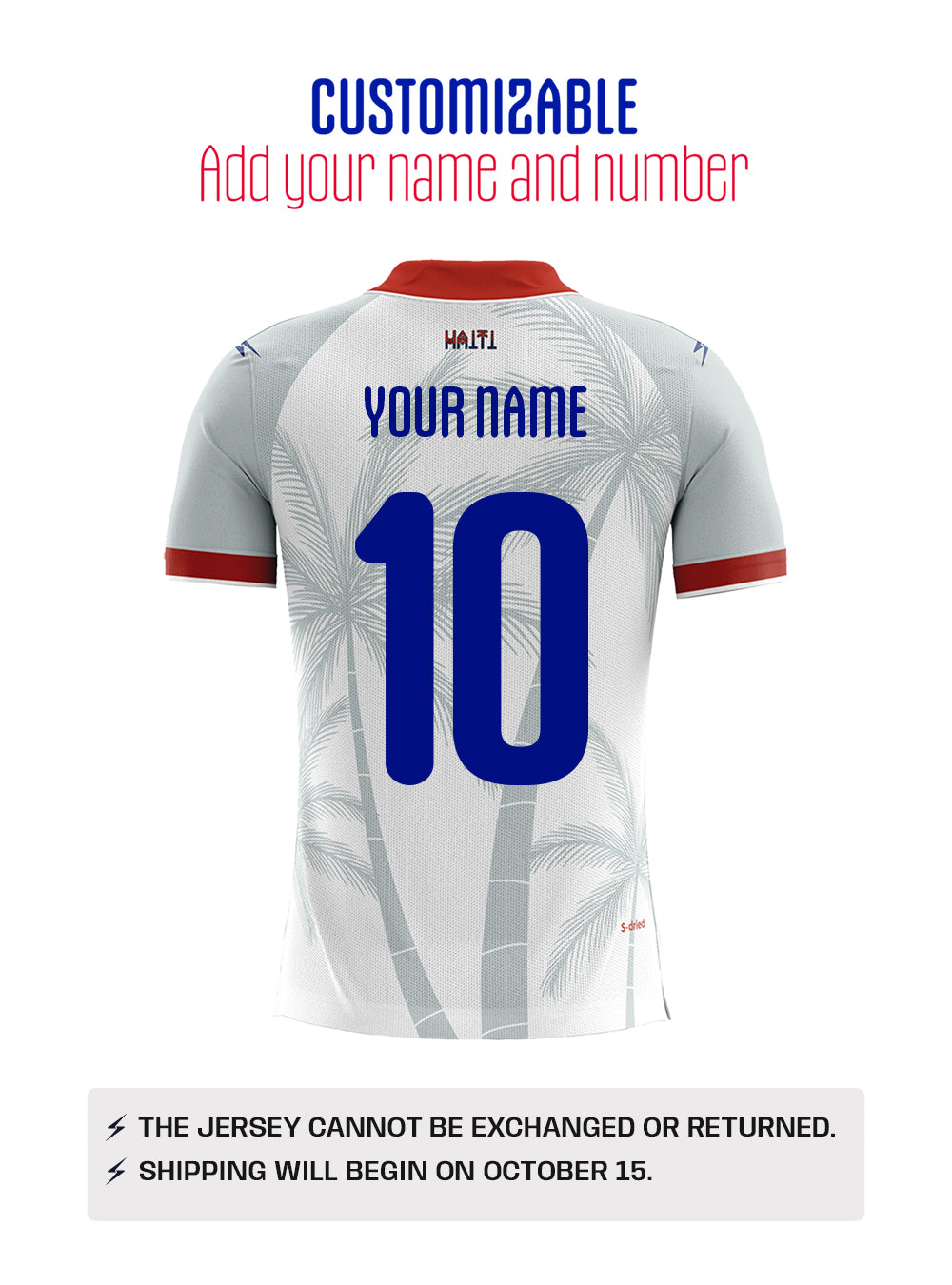 PRE-ORDER 2026 Men's Fans Haiti National Soccer Team Jersey White Customizable