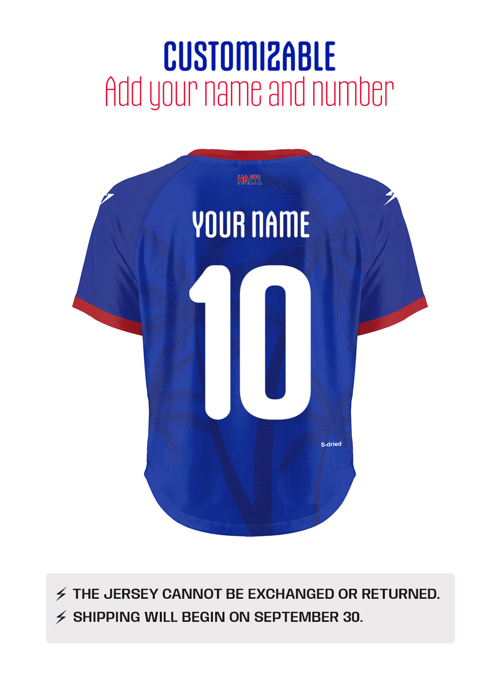 PRE-ORDER 2026 Women's Fans Haiti National Soccer Team Oversize Blue Customizable