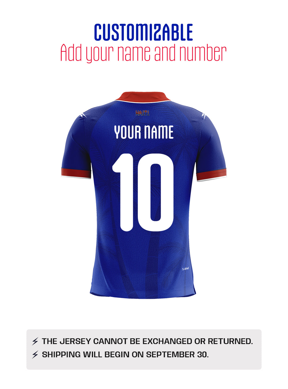 PRE-ORDER 2026 Haiti National Soccer Team Kids Fans Jersey blue Customizable