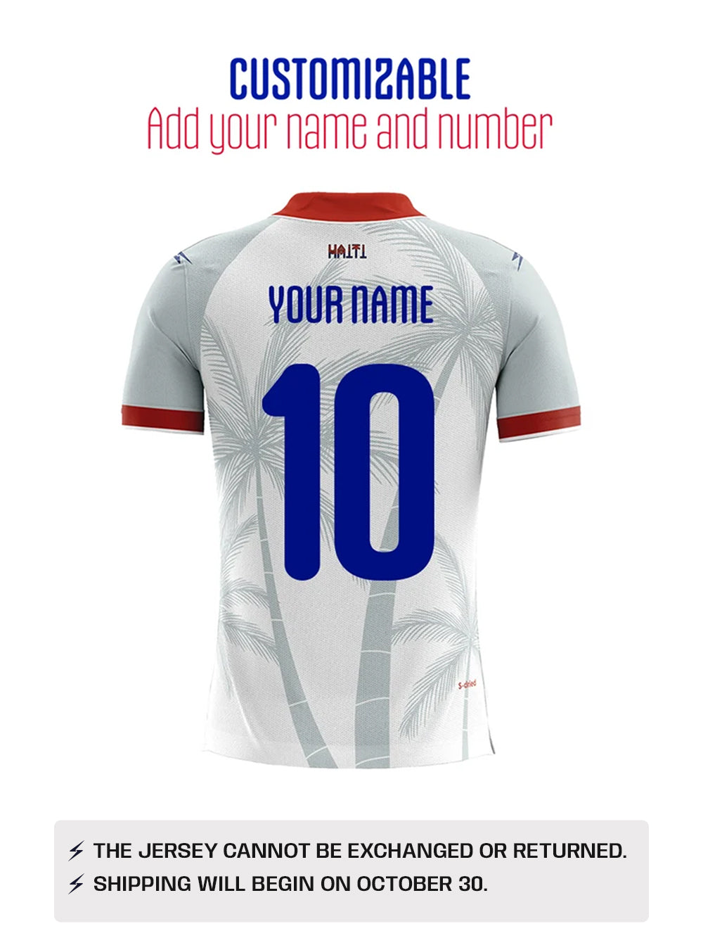 PRE-ORDER 2026 Men's Fans Haiti National Soccer Team Jersey White Customizable
