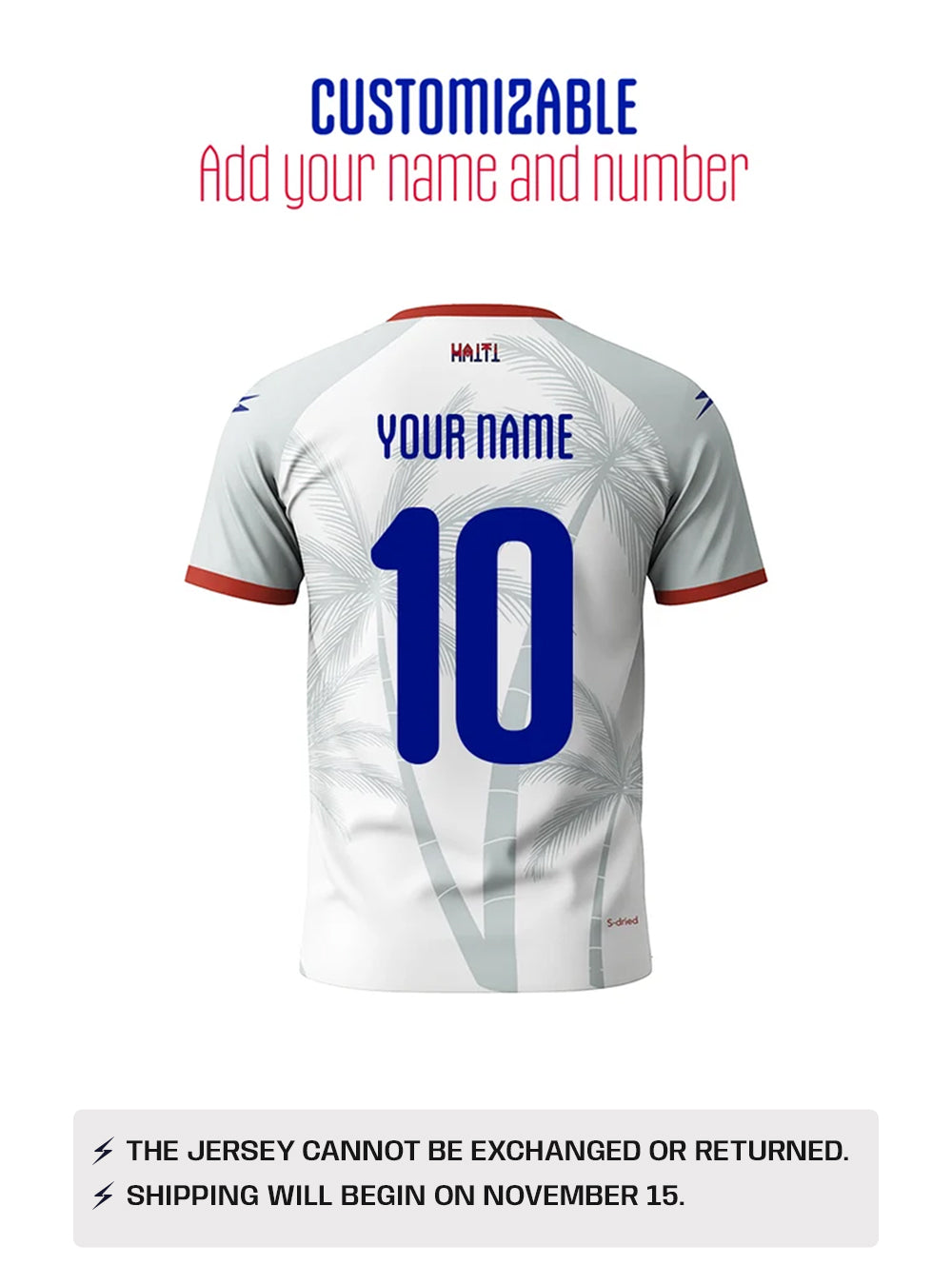 PRE-ORDER 2026 Haiti National Soccer Team Kids Fans Jersey white Customizable