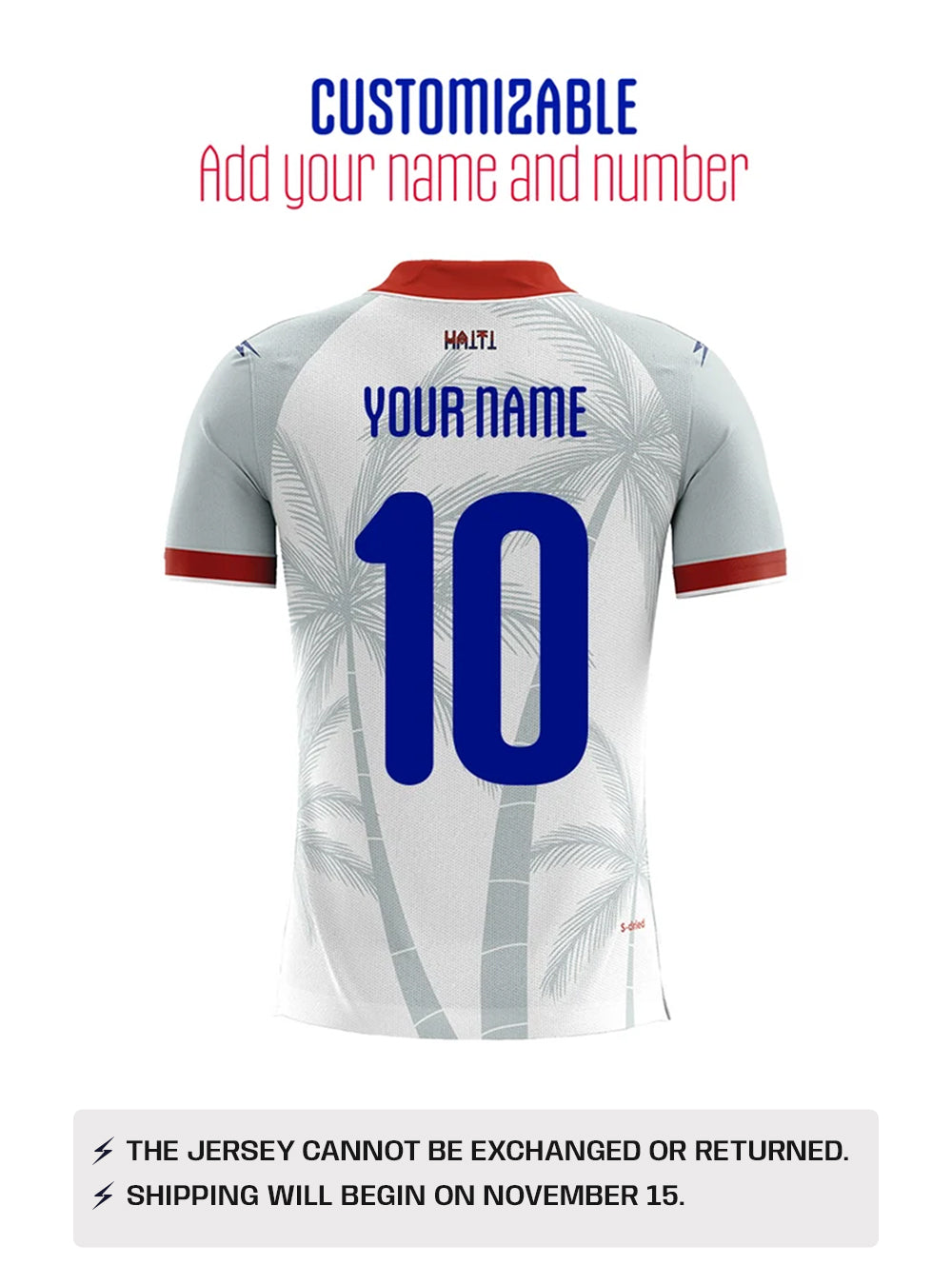 PRE-ORDER 2026 Men's Fans Haiti National Soccer Team Jersey White Customizable