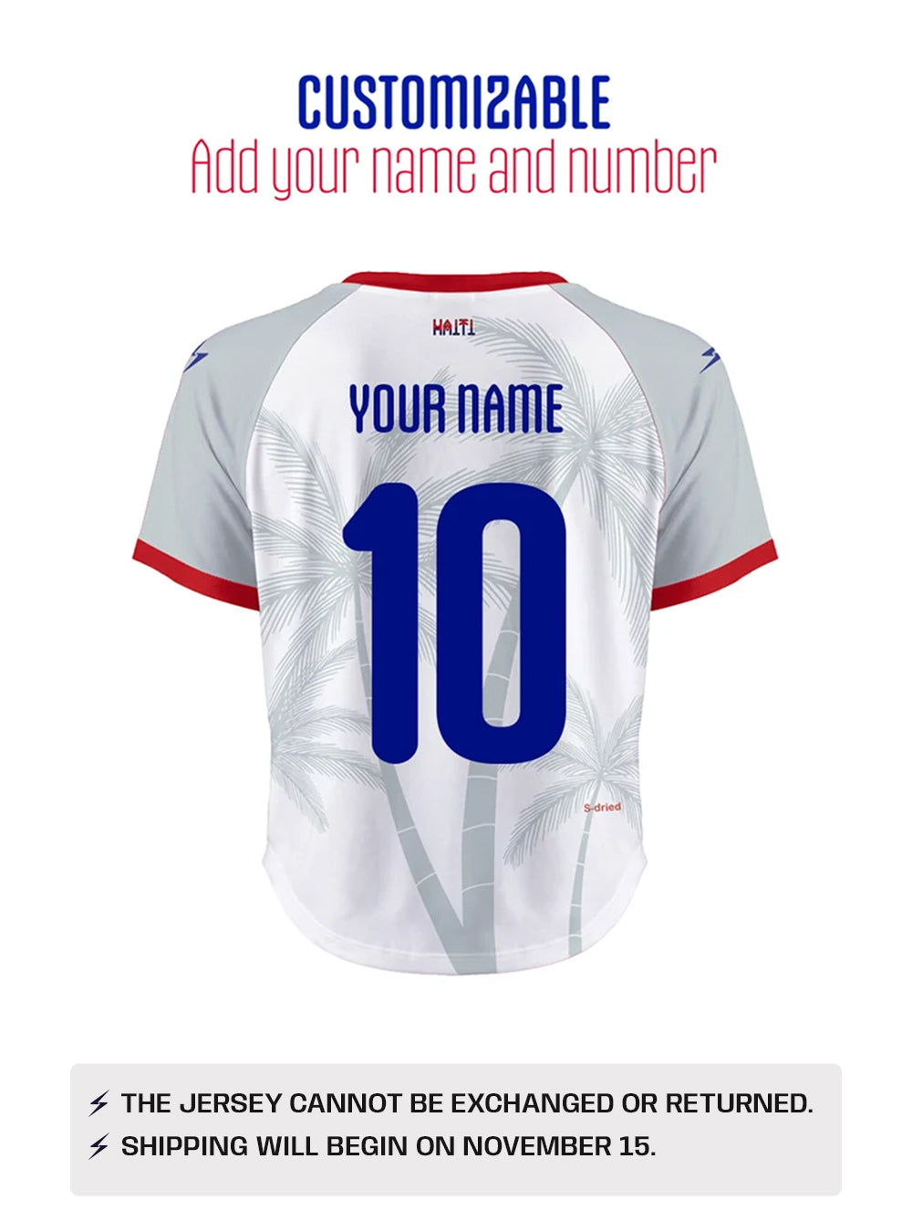 PRE-ORDER 2026 Women's Fans Haiti National Soccer Team Oversize White Customizable