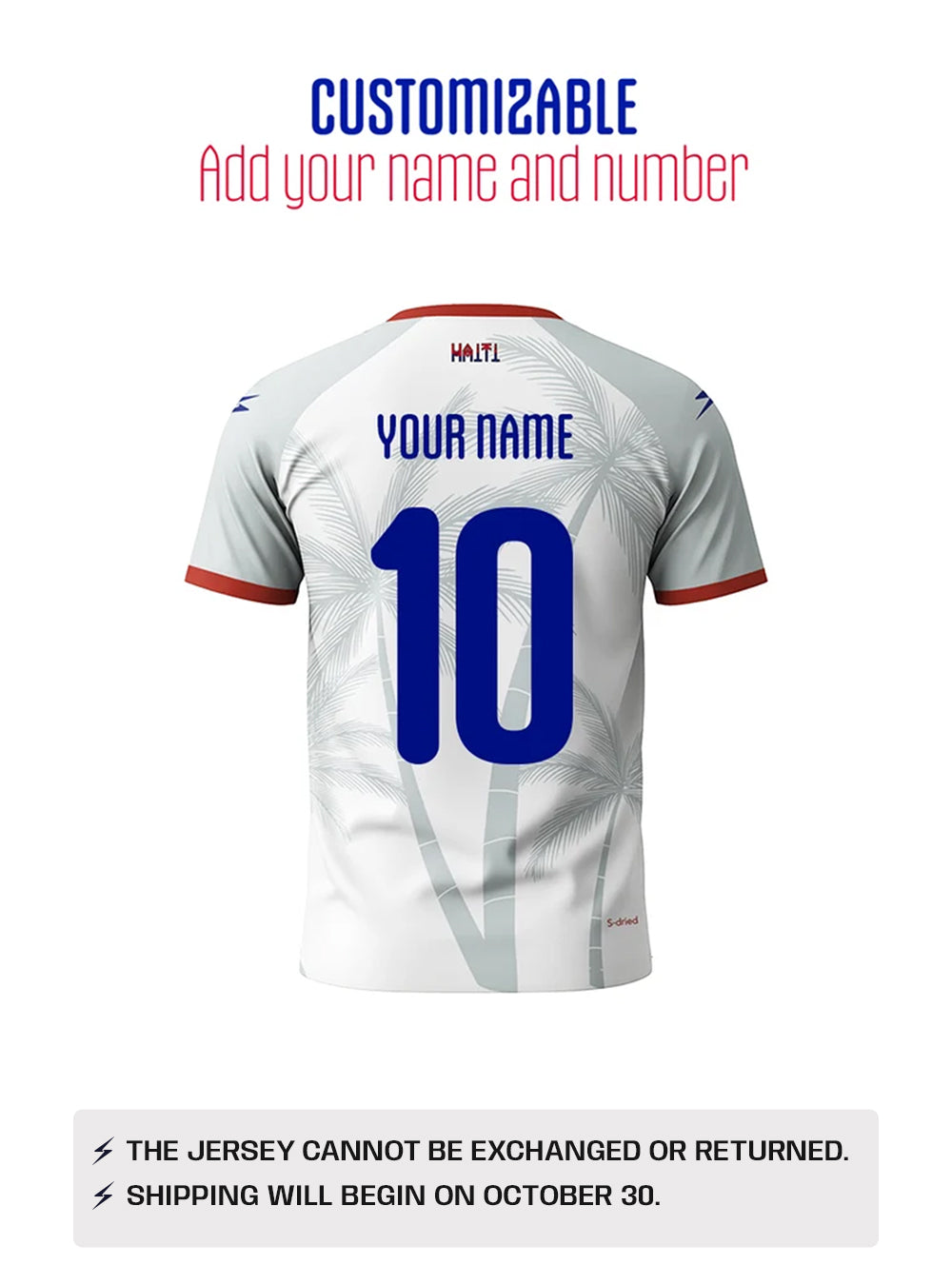 PRE-ORDER 2026 Haiti National Soccer Team Kids Fans Jersey white Customizable