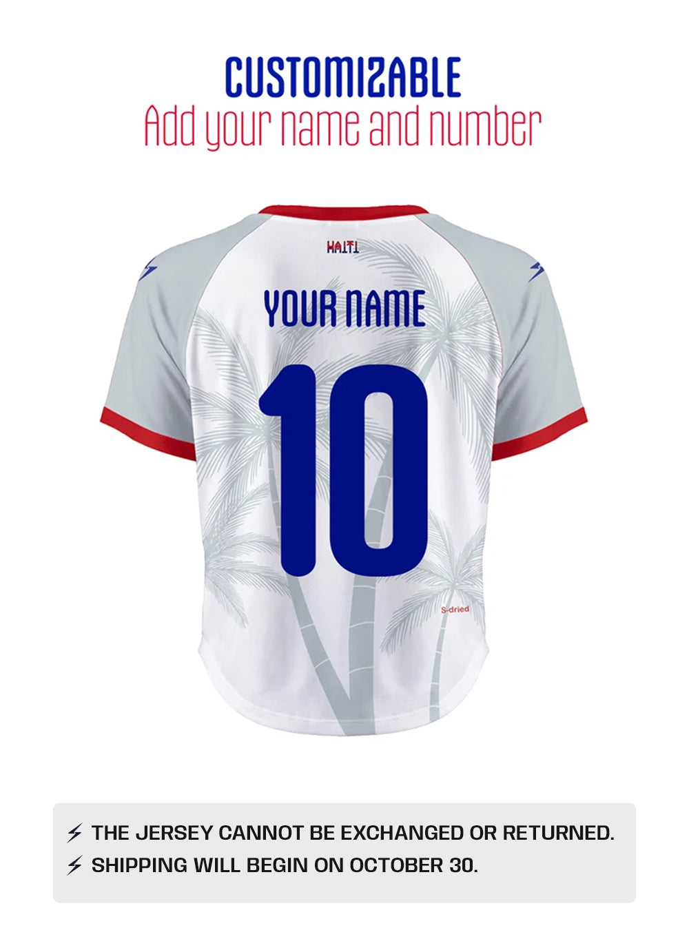 PRE-ORDER 2026 Women's Fans Haiti National Soccer Team Oversize White Customizable