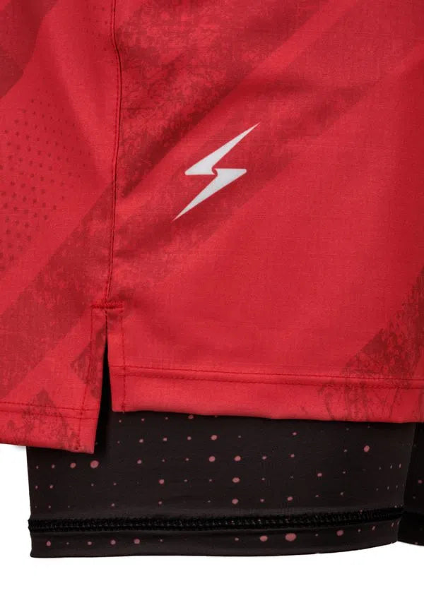 Men's Running Set - Shirt & 2-in-1 Shorts  Red